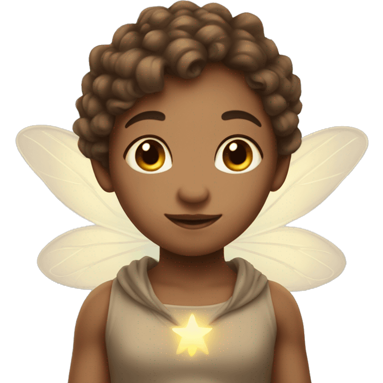 cute magical fairy, light skin, brown hair emoji