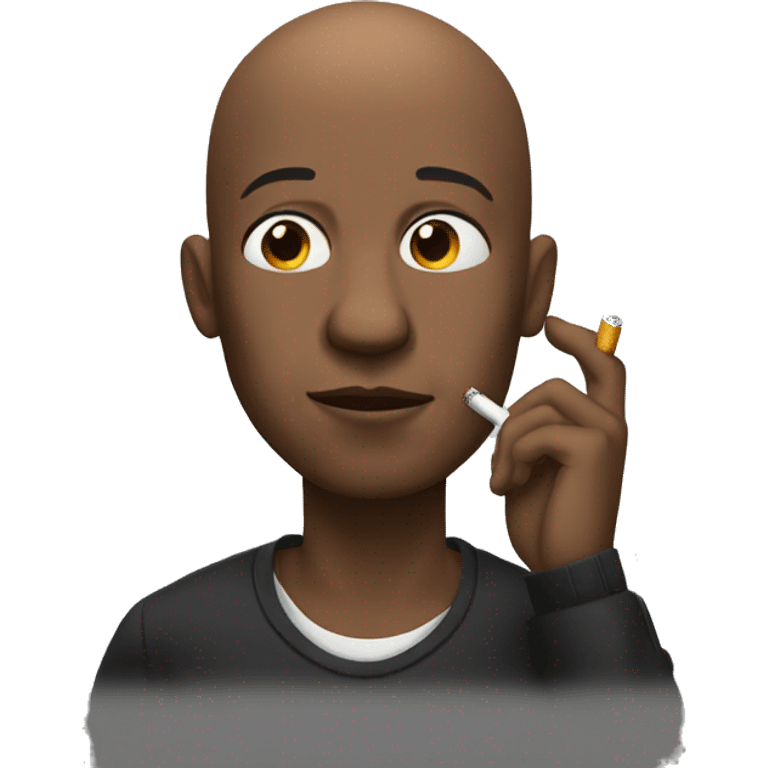 Bald Black man smoking cigarette  emoji