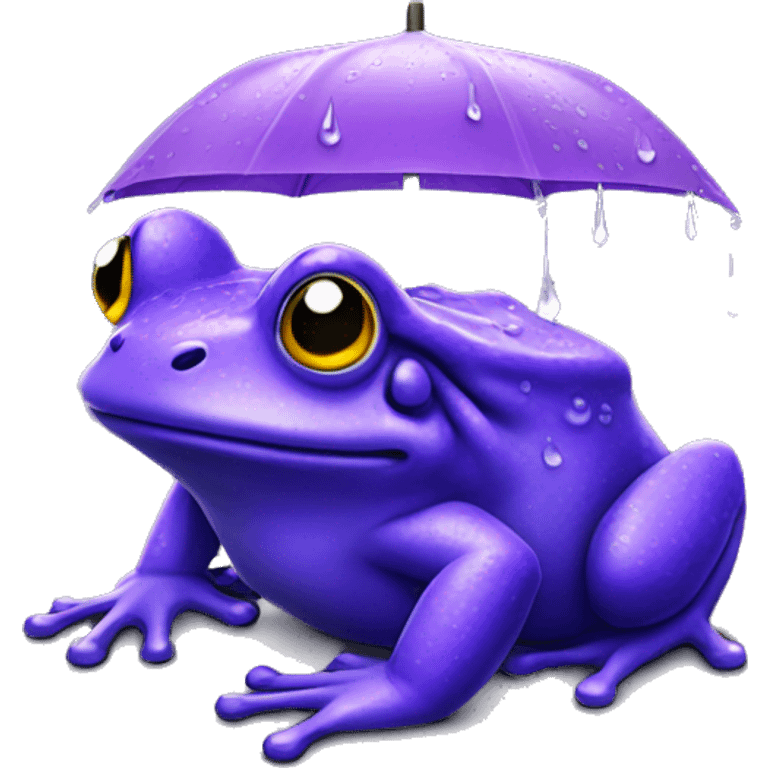 Purple frog with rain emoji