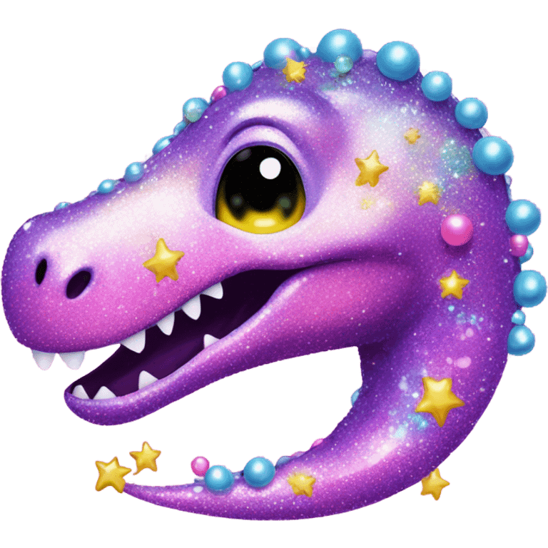 Lisa frank glitter pretty water dinosaur with pearls emoji