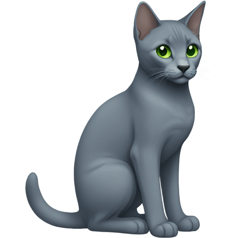 Russian blue with green eyes side profile full body seeing left side emoji