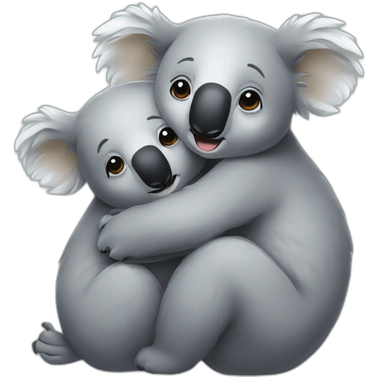 Two cuddling koalas happy sleepy emoji