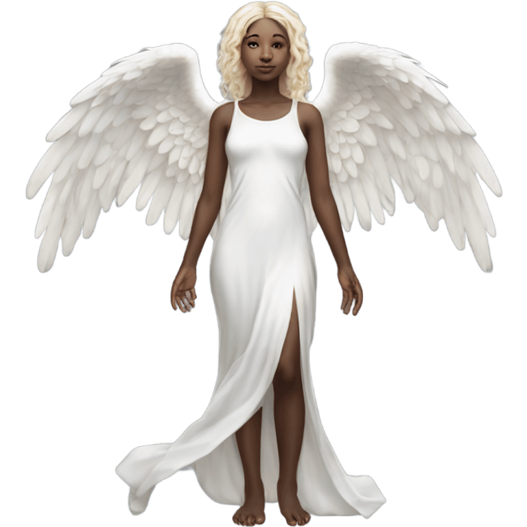 Hyper Realistic pale angel full body with halo emoji