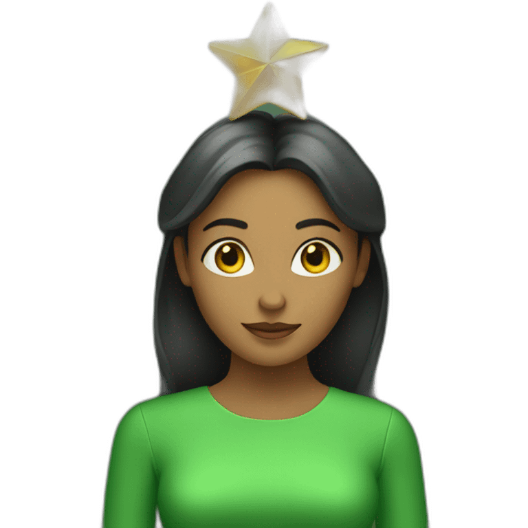 Green women holding three gold stars above head emoji