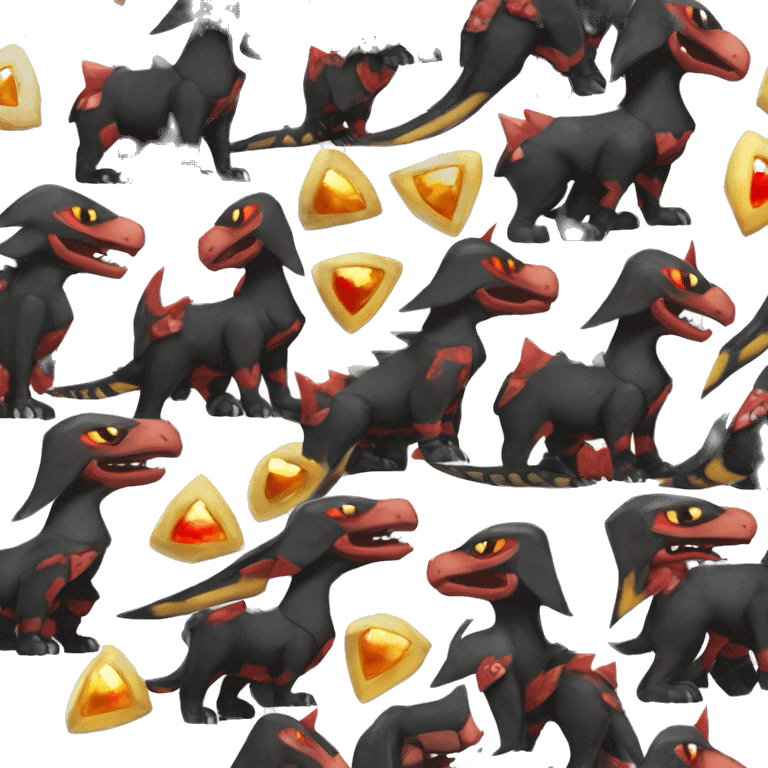 Black Cool Edgy Nargacuga-Houndoom-Garchomp-Noivern Fakémon  with White and Red and yellow and black Edgy markings emoji