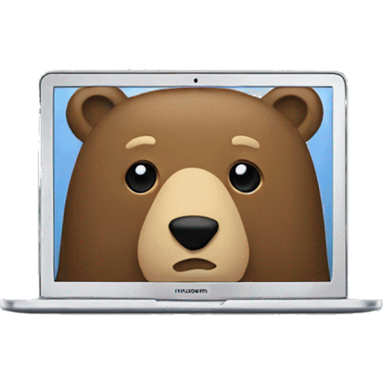 macbook with a bear icon on the screen emoji