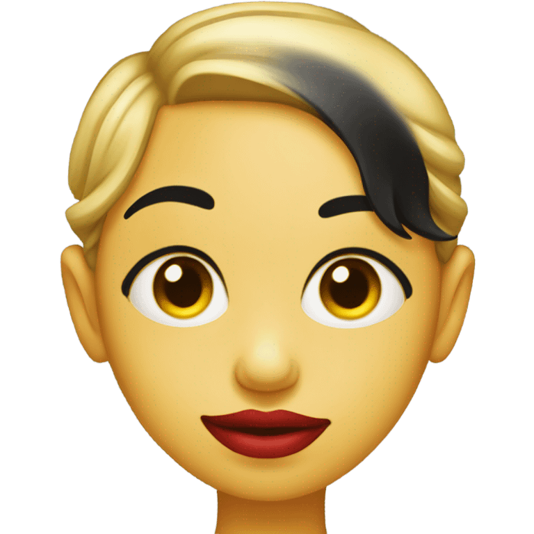 side profile with yellow skin with red lips and a black ponytail with black hyperpigmentation on her cheek emoji