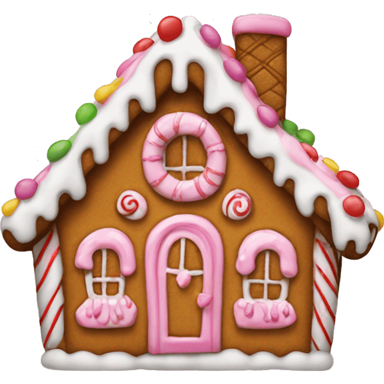 Gingerbread house pink emoji