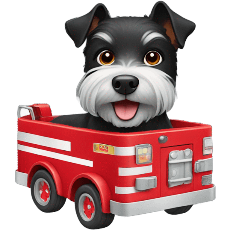 Black terrier dog in a firetruck  emoji