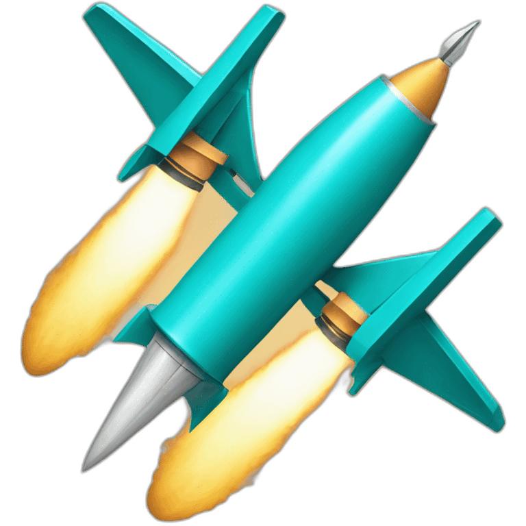 un double missile vivant de couleur bleu turquoise emoji