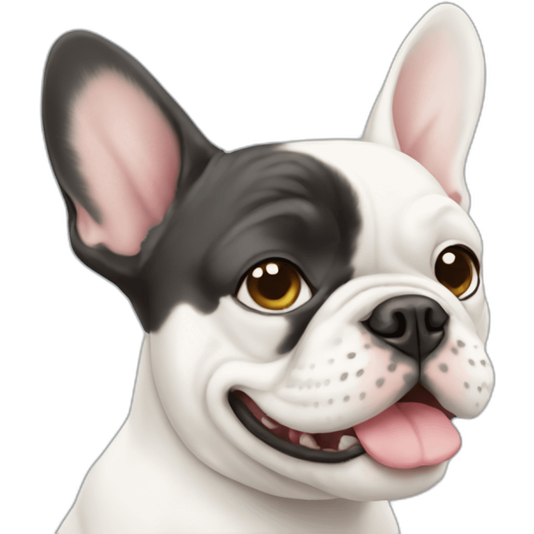 White FRENCH BULLDOg with cat emoji