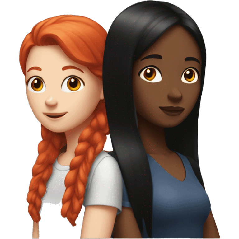 Red hair girl and black hair girl  emoji