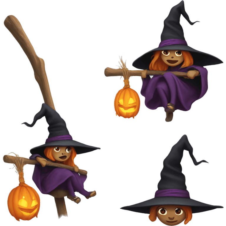 Witch on broom stick emoji