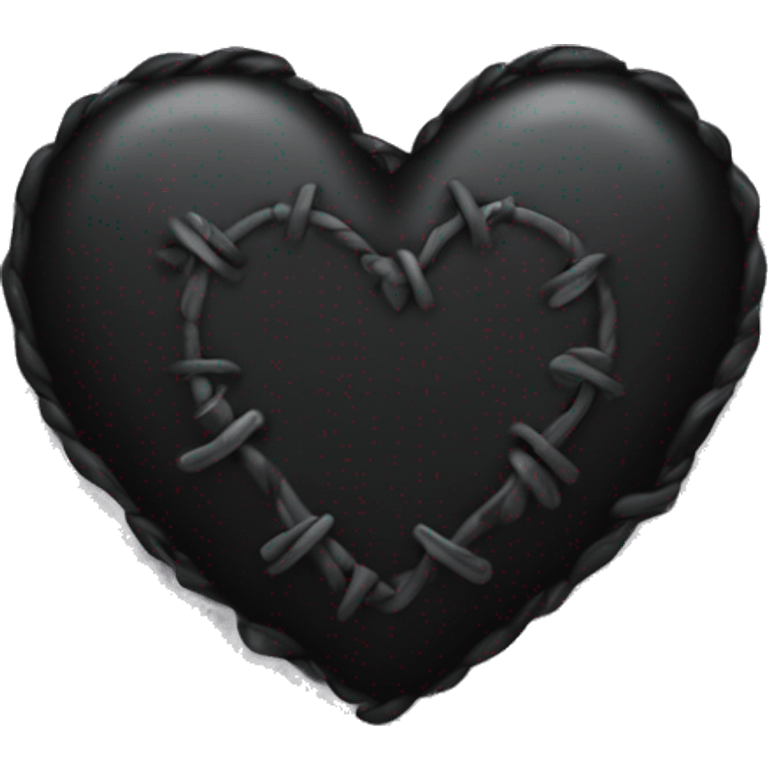 black heart with stitches on it emoji