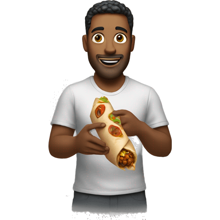 A man holds a shawarma emoji