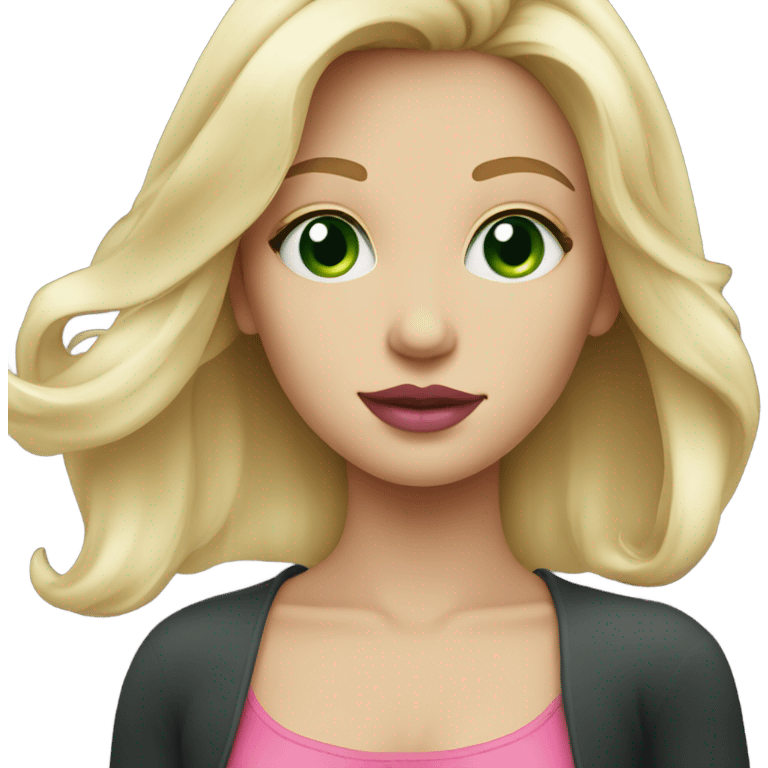 Blonde girl with green eyes and pink lips emoji