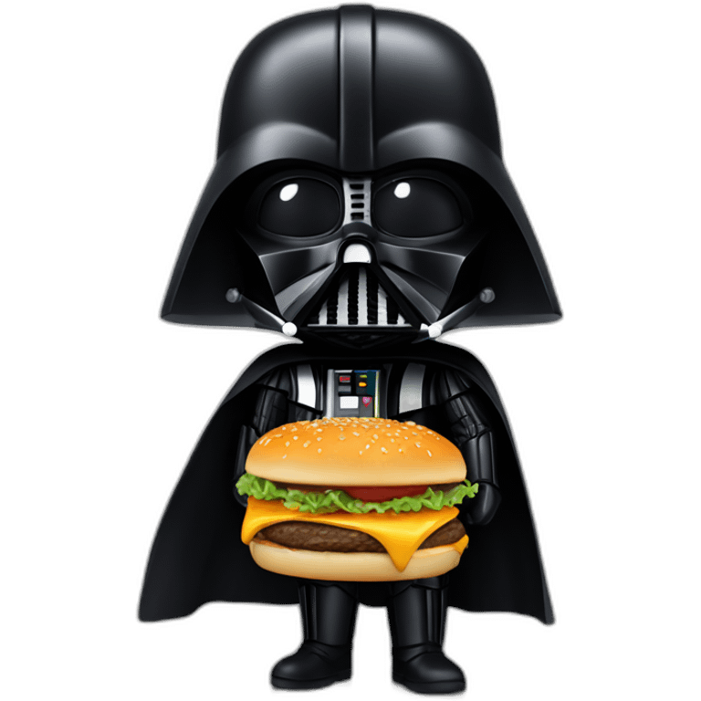 Darth vader holding a cheeseburger emoji