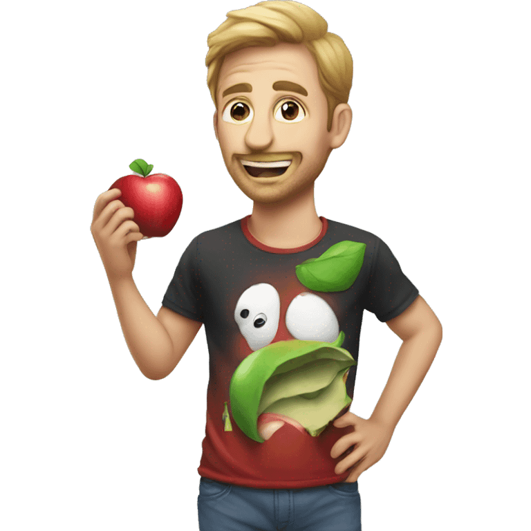 Tim Apple eating an apple shirt says APPLEYARD emoji