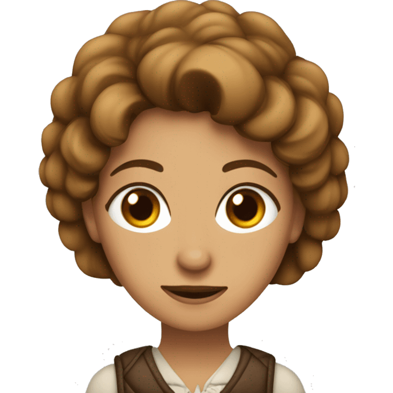 Mujer castaña pelo lacio de ojos marrones emoji