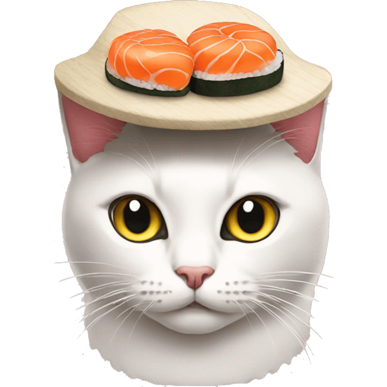 Cat wearing a sushi hat emoji