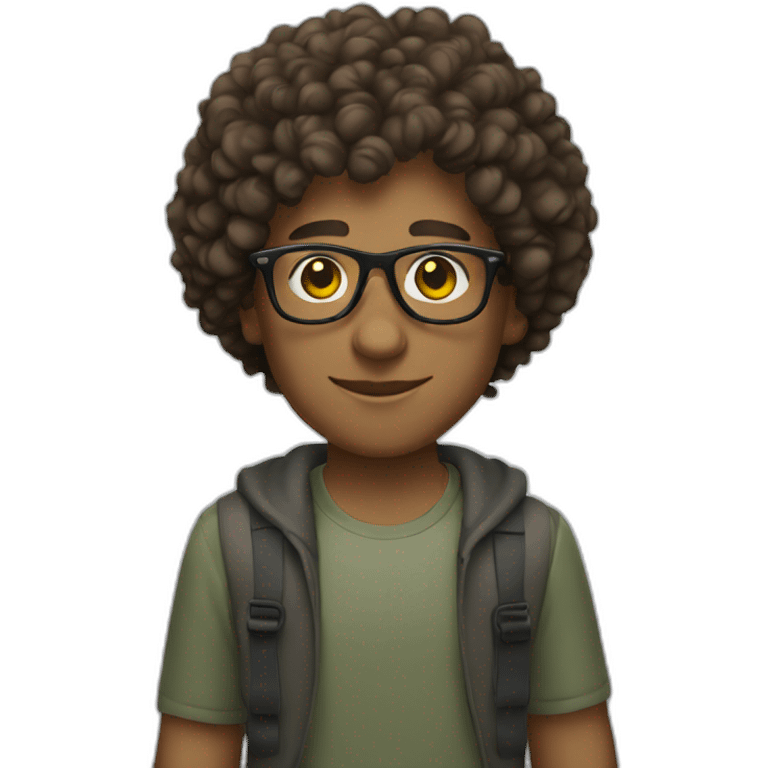 young man with curly hair and ray ban glasses emoji