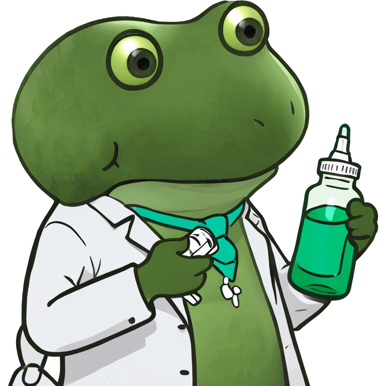 bufo the doctor, holding a green medicine, full doctor outfit emoji