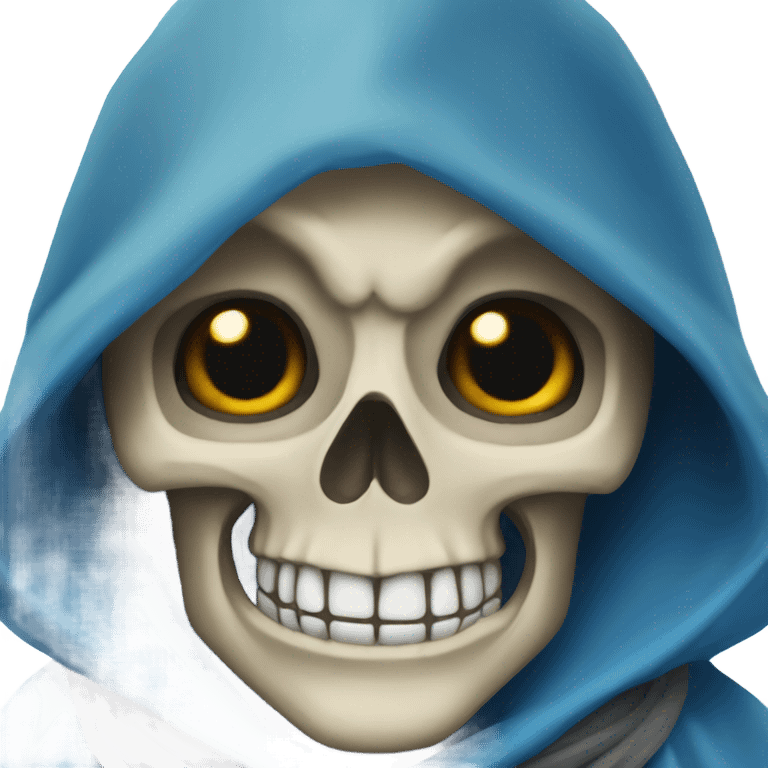 skull wearing blue hood and cloak emoji