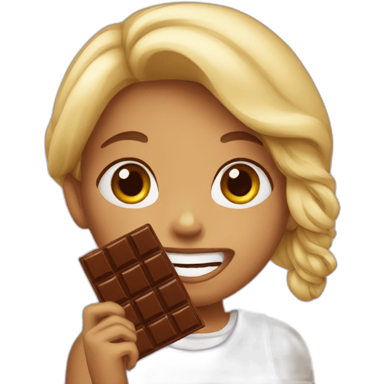 Girl eating chocolate emoji