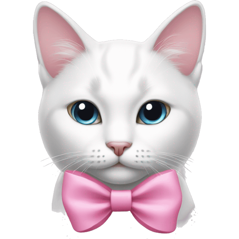 white cat with a pink bow emoji