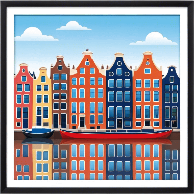 Cinematic Realistic Amsterdam Canal Houses Landmark Emoji, featuring narrow, gabled facades in vibrant colors. emoji