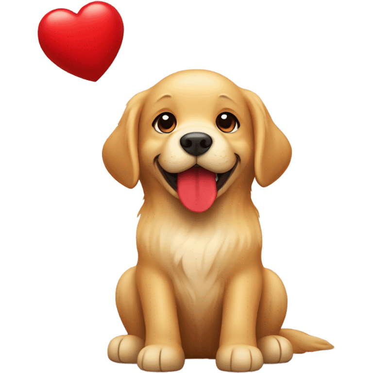 Golden retriever holding a heart  emoji