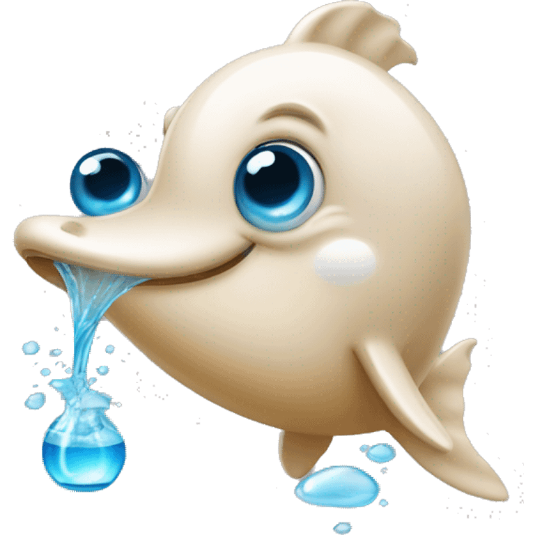 Bouteille d'eau avec un dauphin qui a des yeux en coeurs dedans emoji