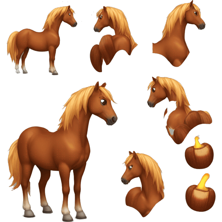 a chestnut horse with a wonky blaze emoji