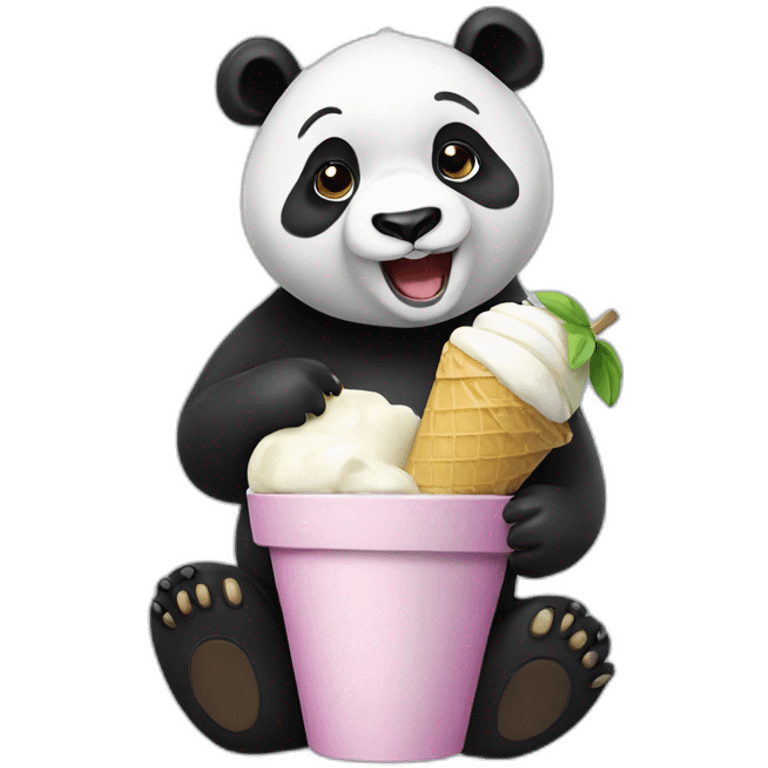 Panda eating ice cream emoji