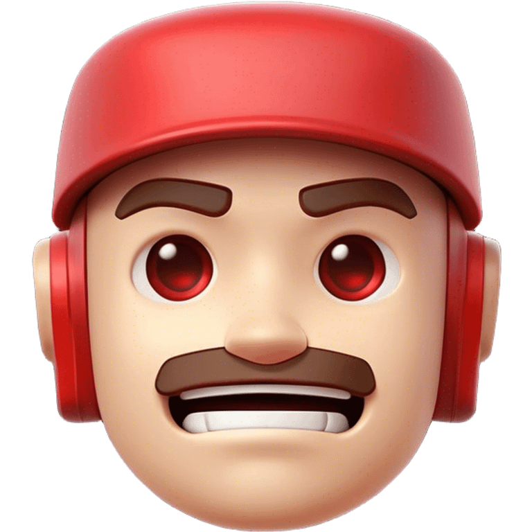 Clash of Clans aesthetic: Cinematic Playful Virtual Boy Portrait Emoji, rendered in a 3D vector-style similar to standard emojis with minimal shading and bold, simplified shapes. A compact, distinct form with signature details, softly glowing with a nostalgic gaming charm. Simplified yet unmistakably iconic, highly detailed and consistent, glowing with a soft radiance and high shine. Stylized with a touch of retro gaming magic and a soft glowing outline, capturing the essence of a beloved gaming relic with a friendly, playful manner! emoji