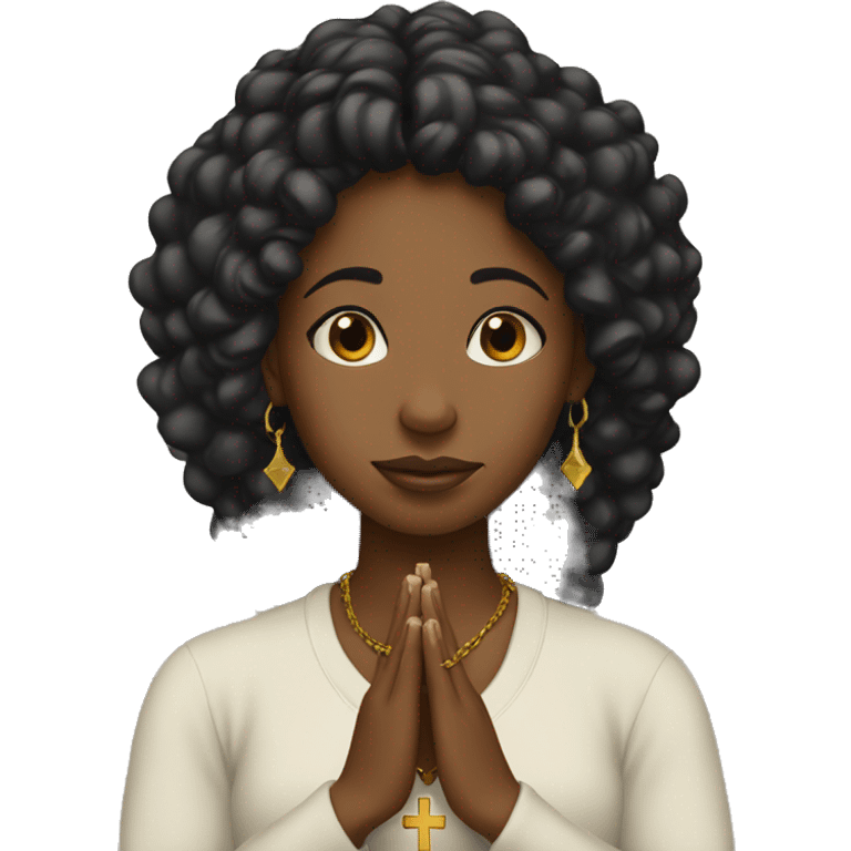 Black woman praying cross necklace emoji