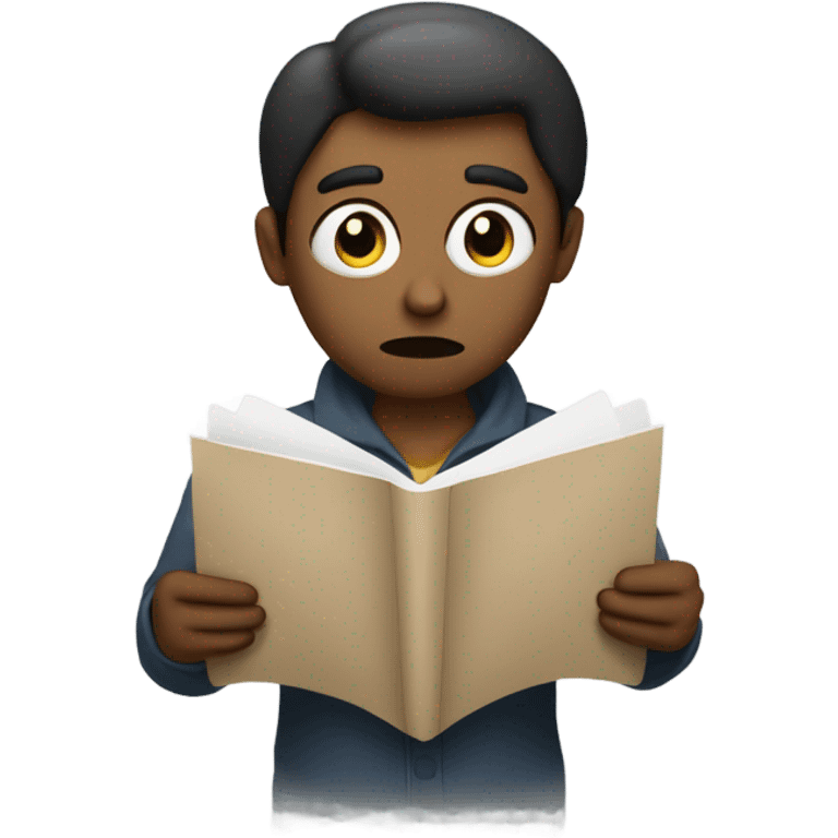 person with doubts reading a paper in their hands emoji