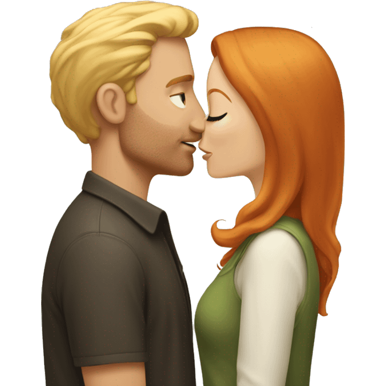 Tall blonde man kissing a redhead woman  emoji