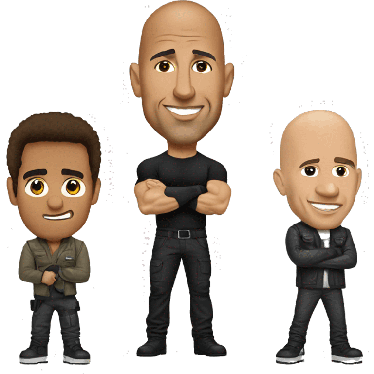 The Rock, Vin Diesel and Tom Cruise together all with the Same hight emoji