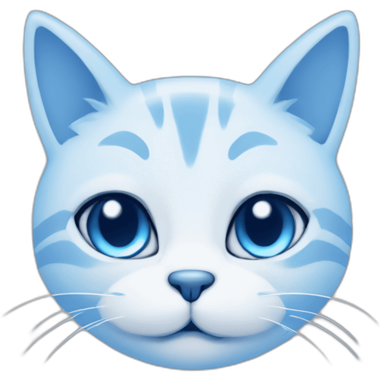 Blue simplistic sketch of a cute cat face emoji