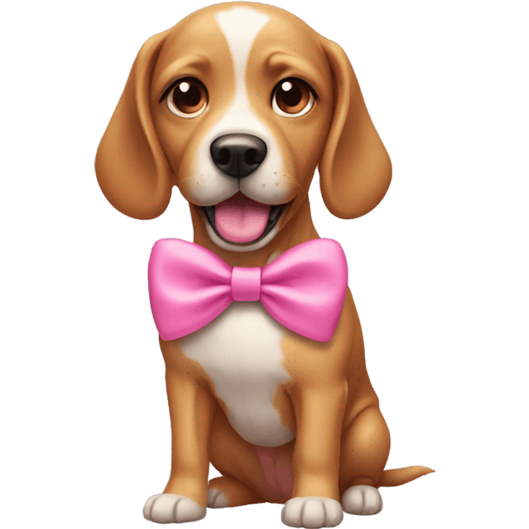 Dog wearing pink bow emoji