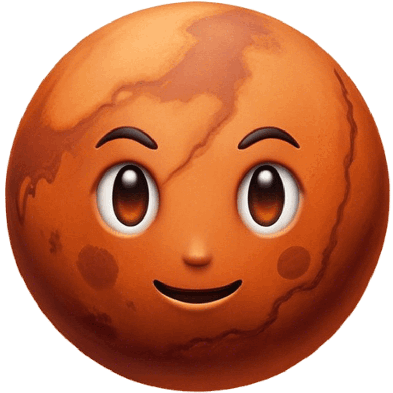 Cinematic Realistic Mars Emoji, portrayed with rugged, rust-colored landscapes, deep canyons, and swirling dust storms rendered with lifelike texture and an orange-hued glow that evokes the enigmatic allure of the Red Planet. emoji