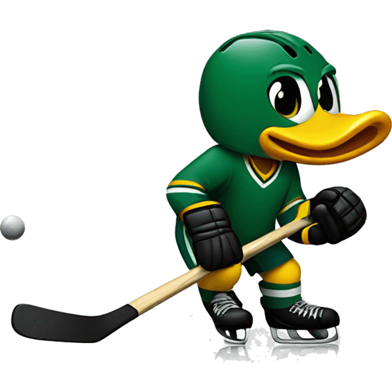 A duck playing hockey emoji