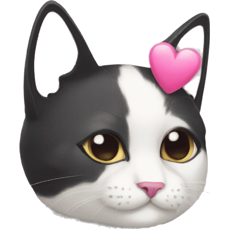 Tuxedo cat with pink heart emoji