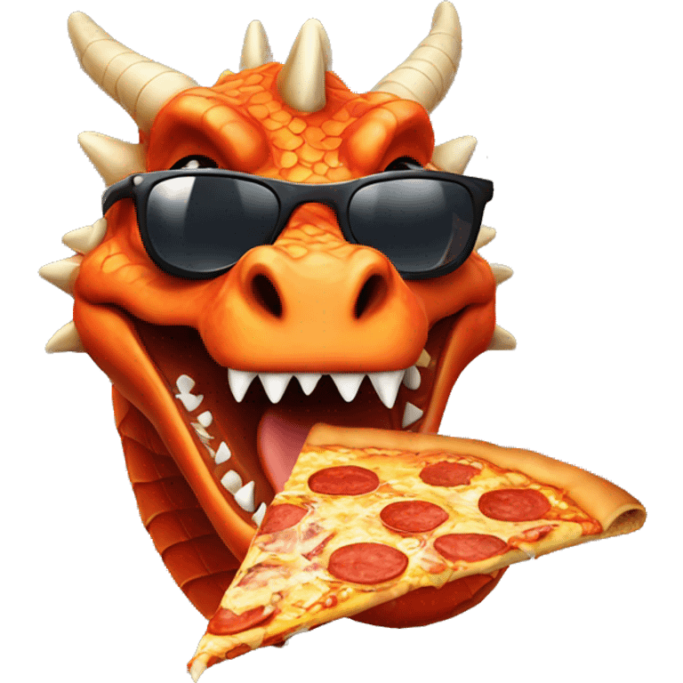 dragon eating a pizza with sunglasses emoji