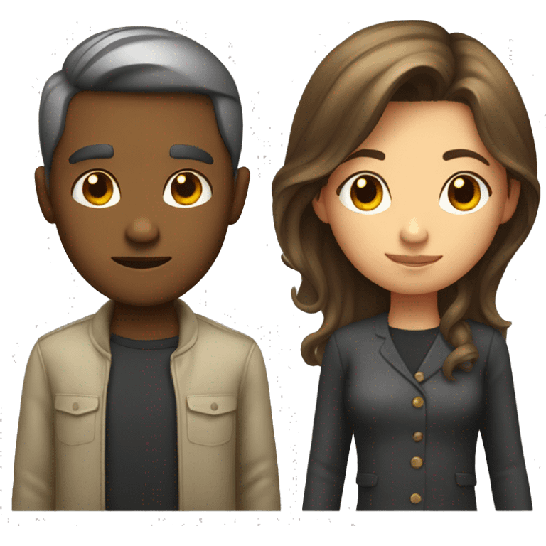 A boy and girl with a judgy face  emoji