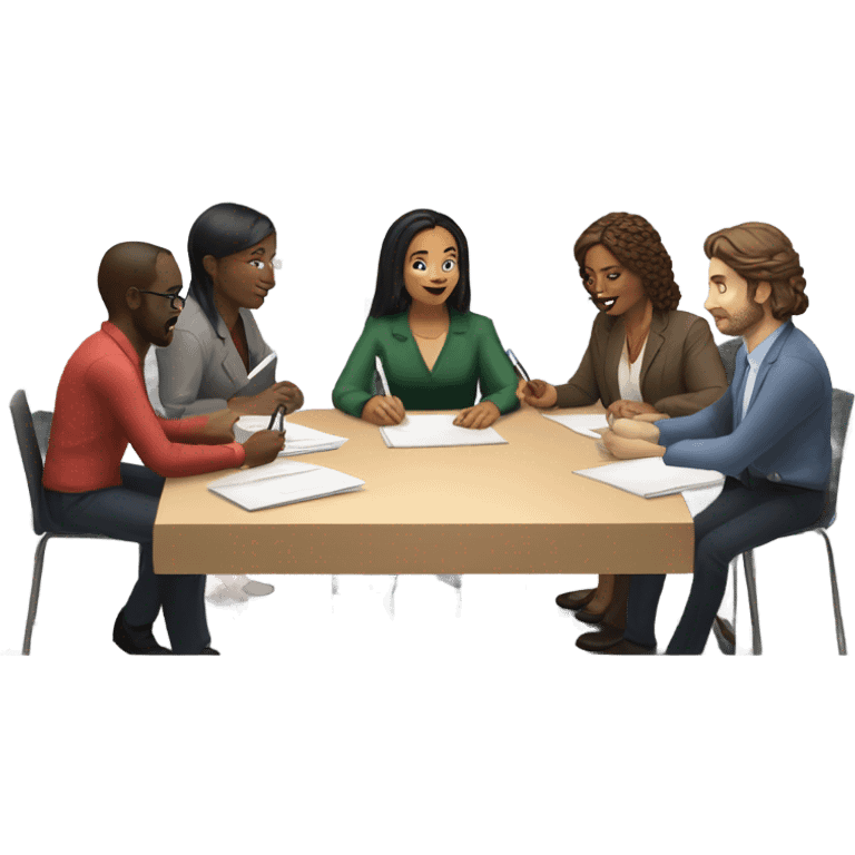 team meeting at a table emoji