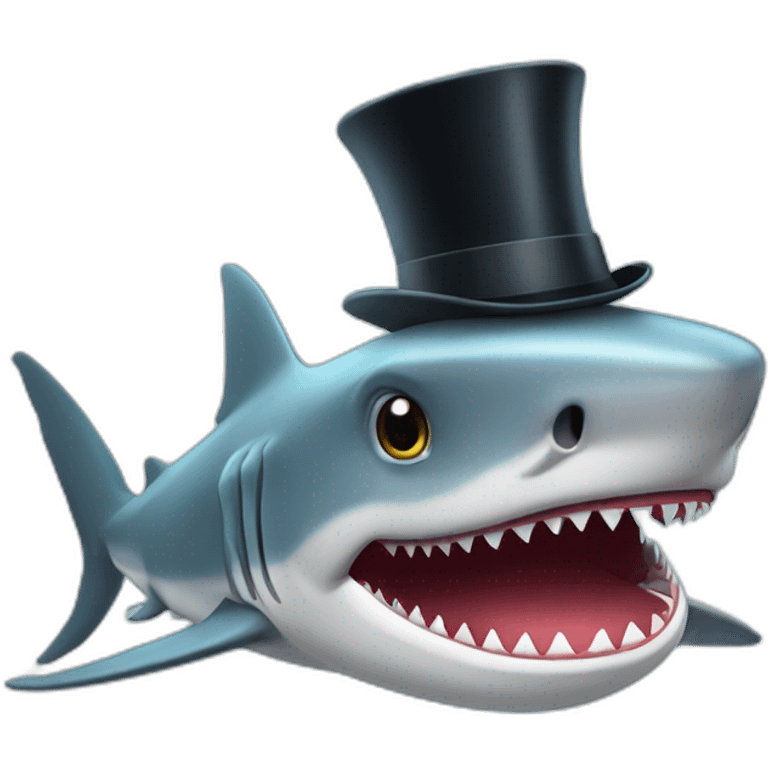 Shark with a top hat emoji