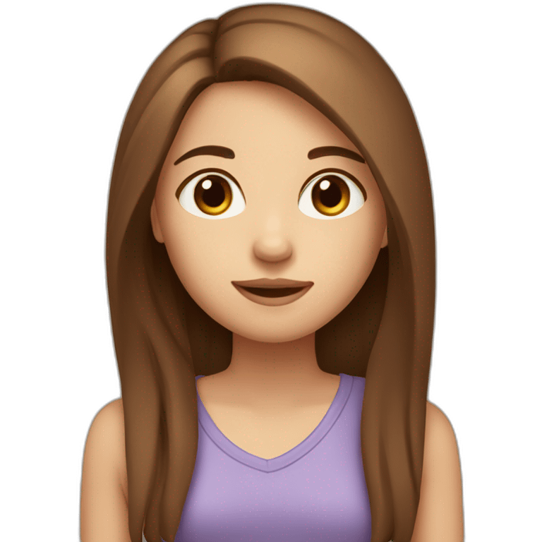 girl with straight long brown hair, brown eyes, fair skin emoji