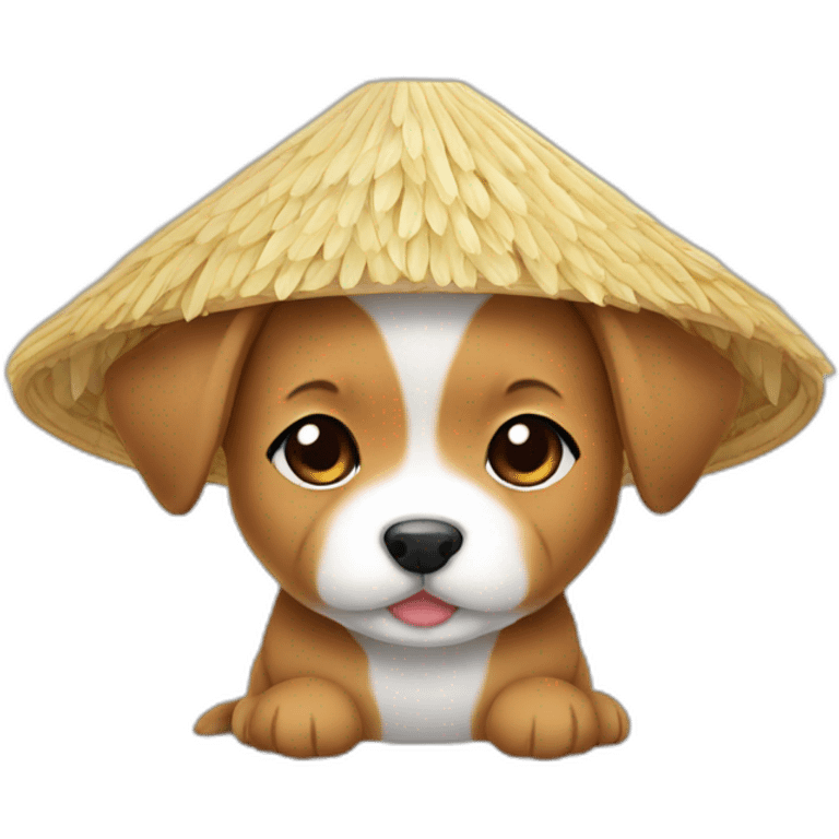 asian rice hat puppy emoji